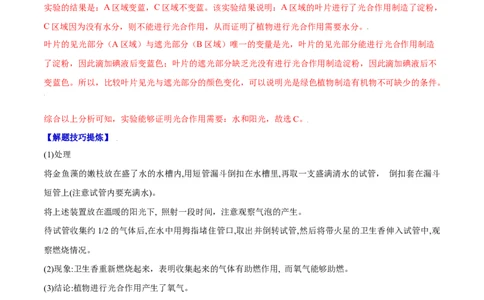 必考点21光合作用吸收二氧化碳释放氧气-（人教版）（解析版）_初中全科电子版试卷练习试题_生物_生物人教版7上练习&mdash;24新版已更新_人教生物7年级上专项练习28份
