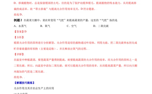 必考点21光合作用吸收二氧化碳释放氧气-（人教版）（解析版）_初中全科电子版试卷练习试题_生物_生物人教版7上练习&mdash;24新版已更新_人教生物7年级上专项练习28份