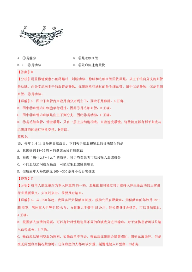 生物03卷（人教版七年级下册全部）-（全解全析）_new_初中全科电子版试卷练习试题_生物_生物人教版7下练习_人教生物7年级下期末试卷11份