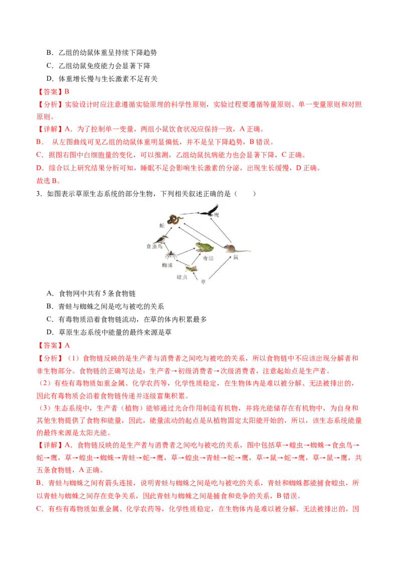 生物（扬州卷）（全解全析）_初中全科电子版试卷练习试题_生物_2024中考模拟题生物(1)_二模_生物（扬州卷）-：2024年中考第二次模拟考试