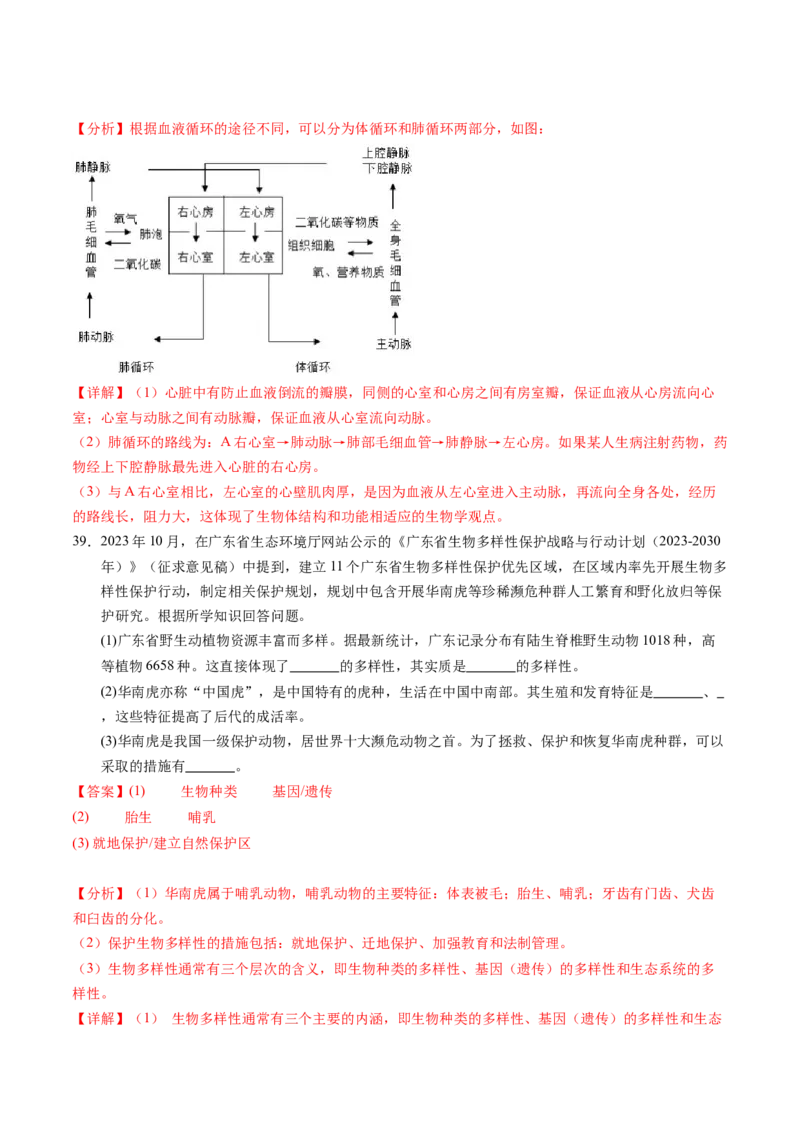 生物（扬州卷）（全解全析）_初中全科电子版试卷练习试题_生物_2024中考模拟题生物(1)_二模_生物（扬州卷）-：2024年中考第二次模拟考试