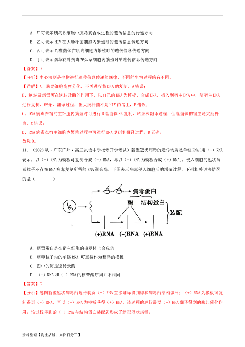 专题综合练06基因的表达(解析版)_新高考复习资料_2024年新高考复习资料_一轮复习资料_完备战2024年高考生物一轮复习考点帮（新高考）_必修2