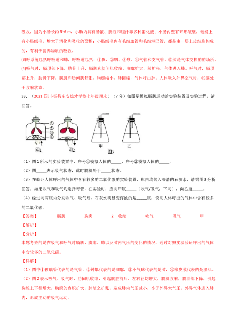 第一次月考（B卷&middot;提升能力）（解析版）_初中全科电子版试卷练习试题_生物_生物人教版7下练习_人教生物7年级下月考试卷04份
