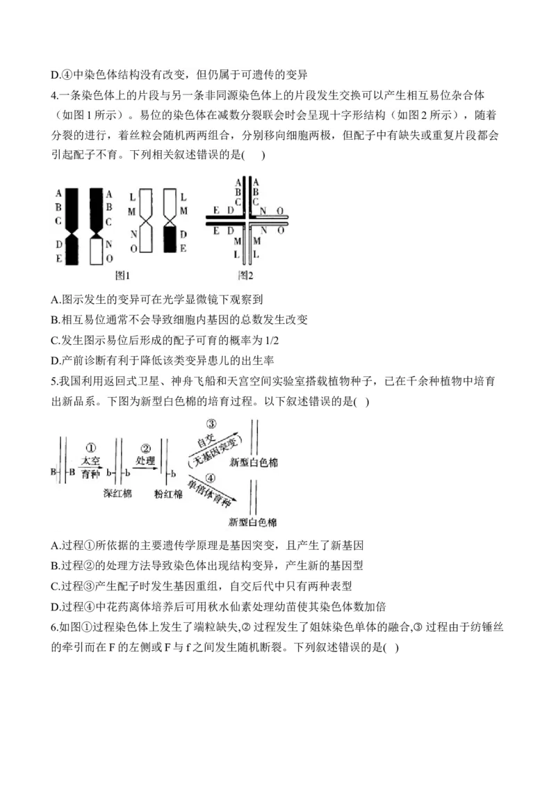 专题8生物的变异与进化（选择题）&mdash;&mdash;2025届高考生物学模块分练新高考版（含解析）_2025年新高考资料_二轮复习_新高考版2025届高考生物学模块分练选择题与非选择题（含解析）