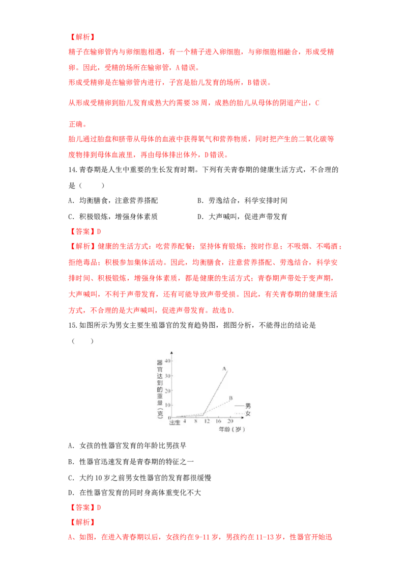 第一章人的由来（基础过关）-（人教版）（解析版）_初中全科电子版试卷练习试题_生物_生物人教版7下练习_人教生物7年级下单元试卷33份