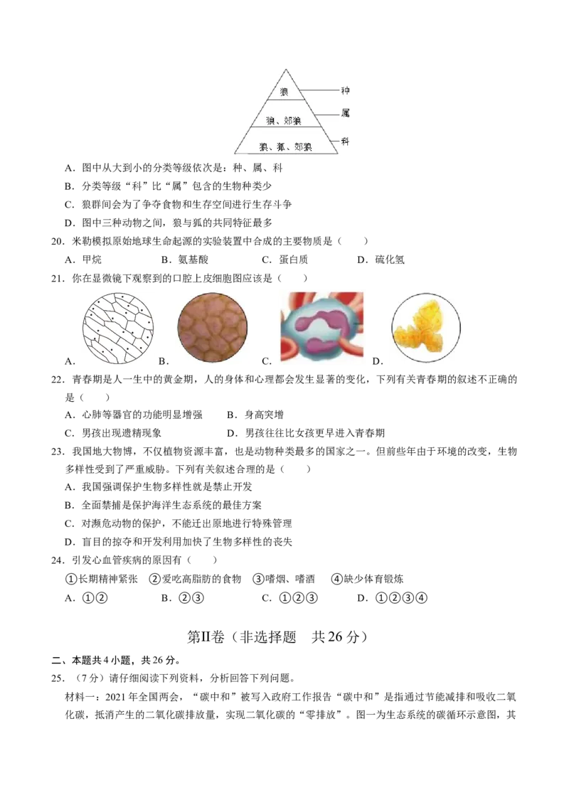 生物（遵义卷）（考试版A4）_初中全科电子版试卷练习试题_生物_2024中考模拟题生物(1)_二模_生物（遵义卷）-：2024年中考第二次模拟考试