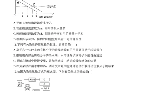 专题三物质出入细胞的方式&mdash;&mdash;2025届高考生物考点剖析（含解析）_2025年新高考资料_一轮复习_2025届高考生物一轮复习考点剖析练习（有解析）