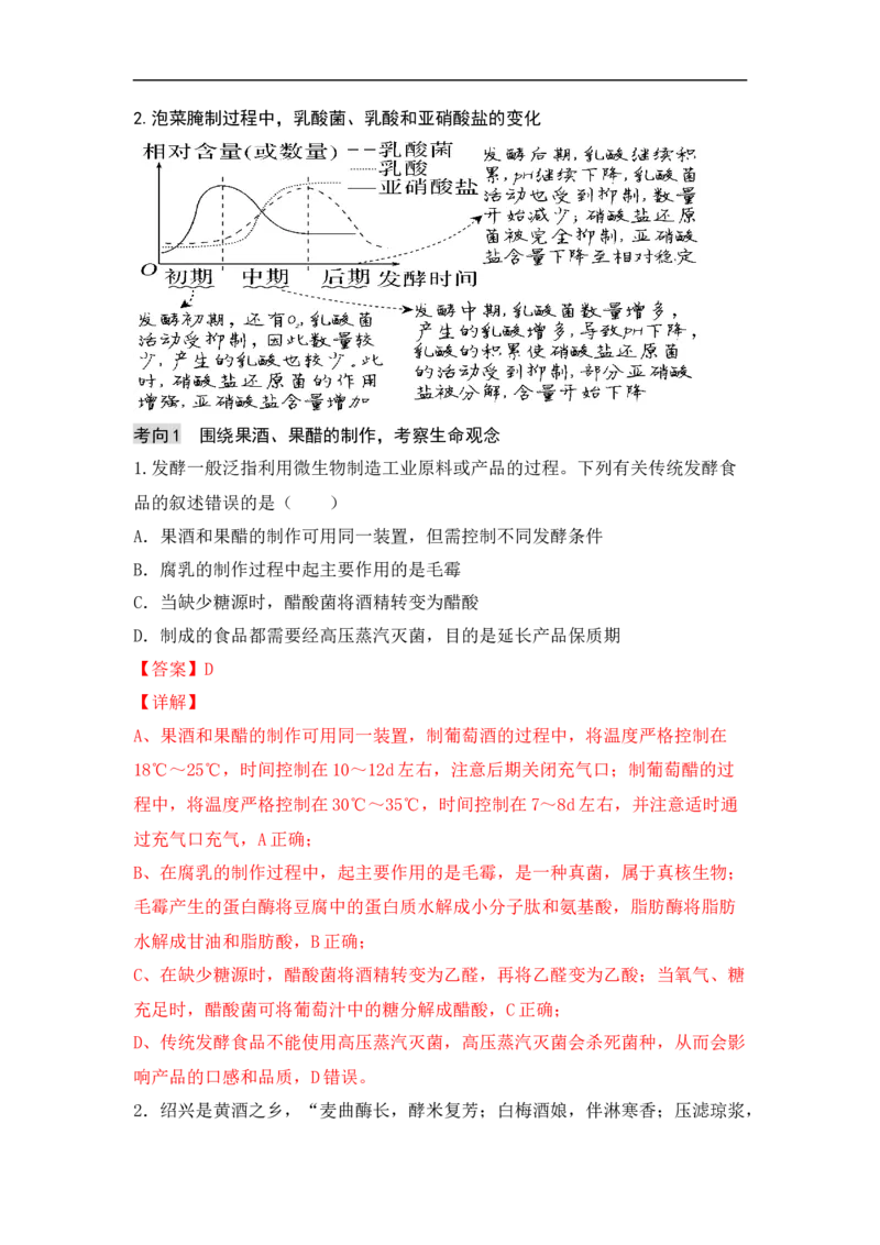 专题九发酵工程（解析版）_新高考复习资料_2023年新高考复习资料_二轮复习_过二轮备战2023年高考生物二轮专题剖析与综合训练（新教材）