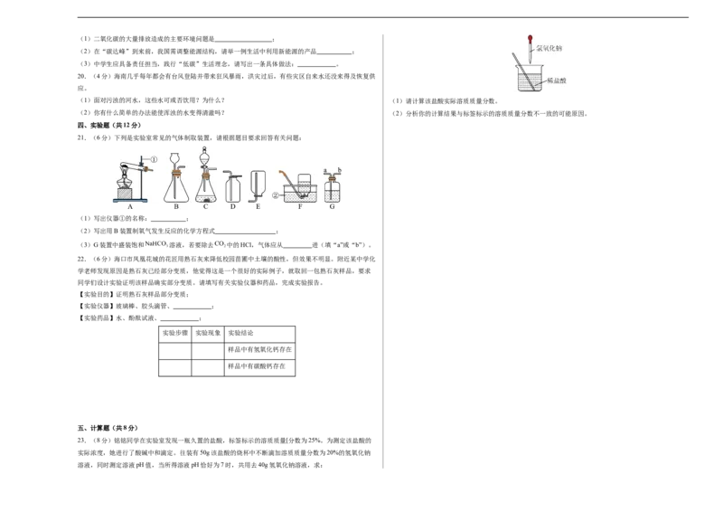化学（海南卷）（考试版A3）_初中全科电子版试卷练习试题_化学_2024中考模拟题化学(1)_三模（36套）_化学（海南卷）