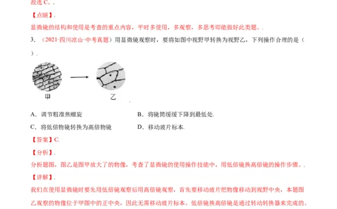第02单元第01章细胞是生命活动的基本单位单元测试（B卷&middot;提升能力）（解析版）_初中全科电子版试卷练习试题_生物_生物人教版7上练习&mdash;24新版已更新