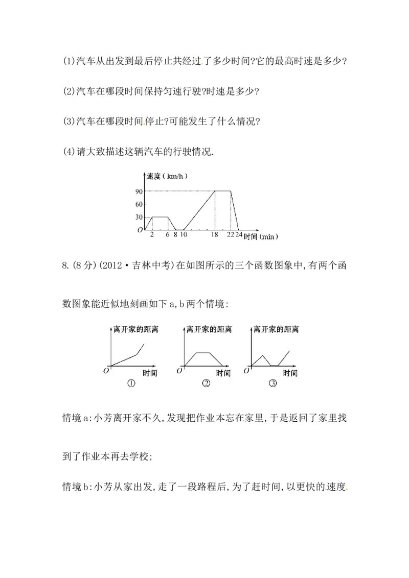 八年级数学下册知识点汇聚测试卷：函数的图象初级测试（含详解）_初中全科电子版试卷练习试题_数学_8下初中人教版数学练习、试卷_人教数学八年级下专项练习（047份）