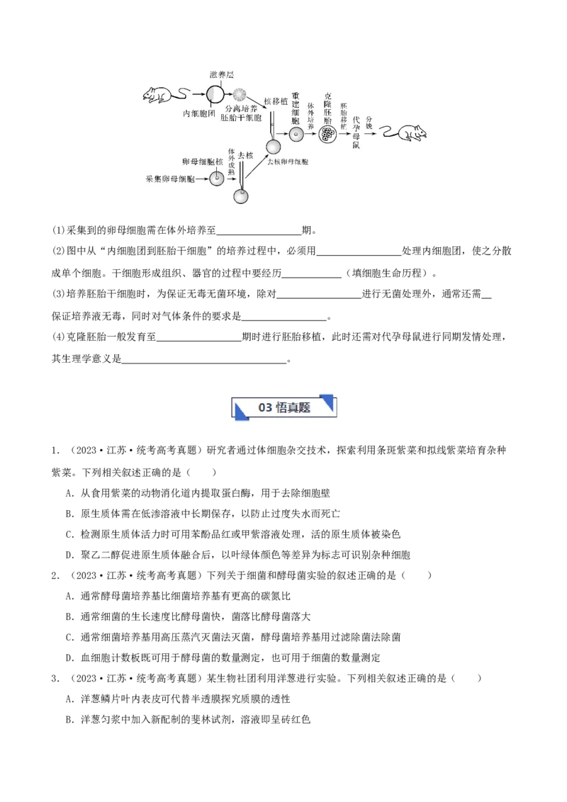 专题综合练11发酵工程、细胞工程和基因工程(原卷版)_新高考复习资料_2024年新高考复习资料_一轮复习资料_完备战2024年高考生物一轮复习考点帮（新高考）_选择性必修3