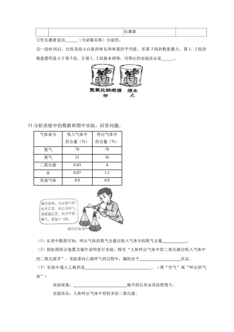 特训08实验探究题（20题）-（尖子生专用）（考试版）_初中全科电子版试卷练习试题_生物_生物人教版7下练习_人教生物7年级下专项练习16份