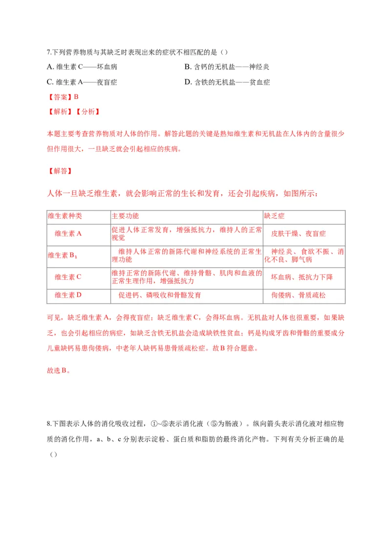 特训01选择题（20题）-（尖子生专用）（解析版）_初中全科电子版试卷练习试题_生物_生物人教版7下练习_人教生物7年级下专项练习16份