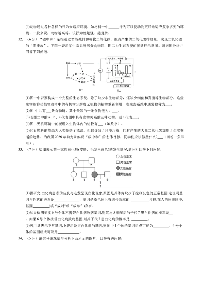 生物（新疆卷）（考试版A4）_初中全科电子版试卷练习试题_生物_2024中考模拟题生物(1)_一模_生物（新疆卷）-2024年中考第一次模拟考试