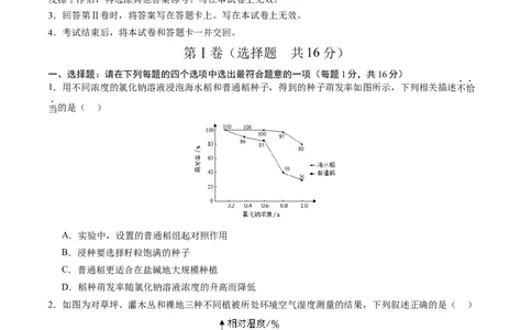 生物（南通卷）（考试版A4）_初中全科电子版试卷练习试题_生物_2024中考模拟题生物(1)_二模_生物（南通卷）-：2024年中考第二次模拟考试