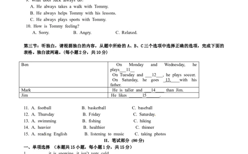 八年级上学期期中考试英语试题_初中全科电子版试卷练习试题_英语_8年级上册-初中人教版英语_人教英语八年级上期中试卷（018份）_864