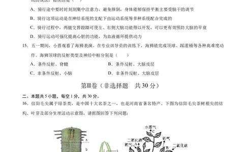 生物（广西卷）（考试版A4）_初中全科电子版试卷练习试题_生物_2024中考模拟题生物(1)_二模_生物（广西卷）-：2024年中考第二次模拟考试