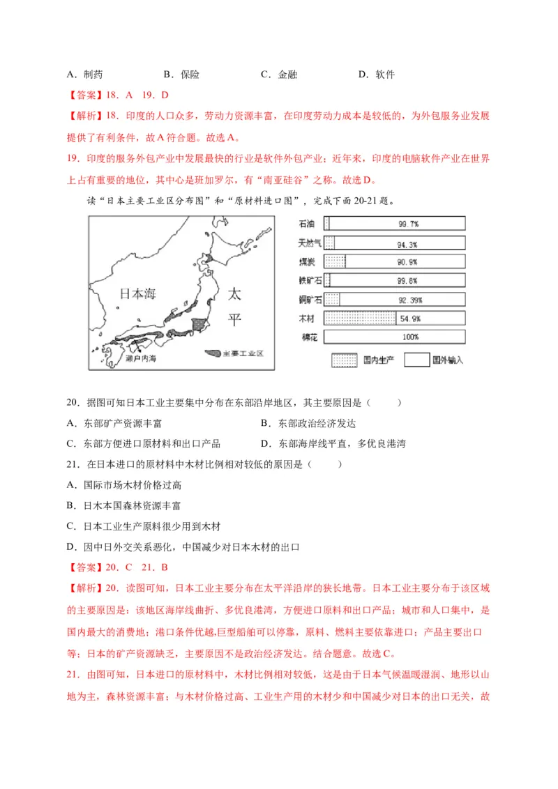 第七章我们邻近的地区和国家（选拔卷）-单元测试2021-2022学年七年级地理下册尖子生选拔卷（人教版）（解析版）_初中全科电子版试卷练习试题_地理_人教地理7下试题试卷