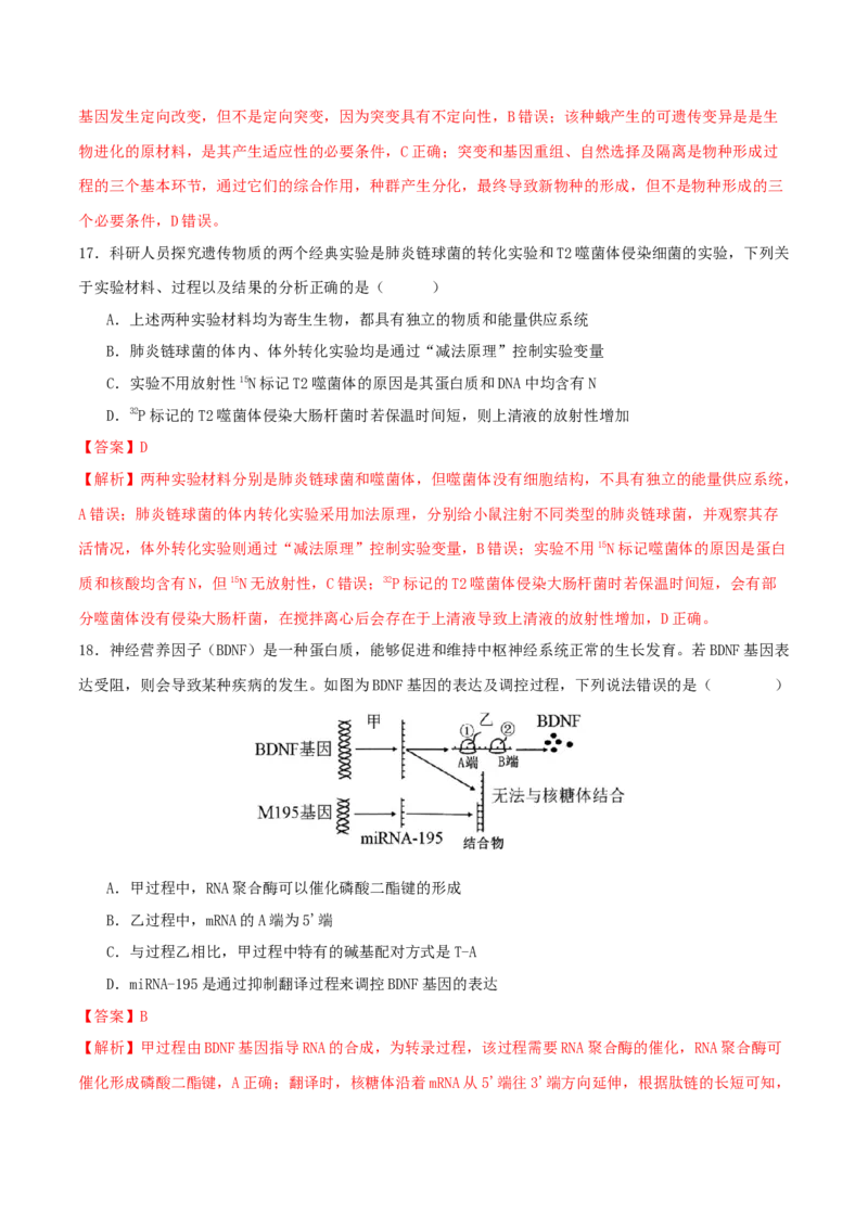 专题五遗传的分子基础、变异和进化（解析版）_2025年新高考资料_二轮复习_01高考语文等多个文件_上好课2025年高考生物二轮复习讲练测（新高考通用）