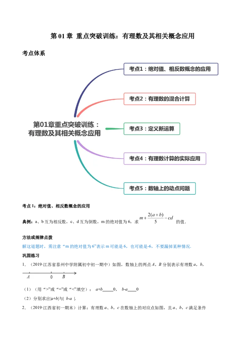 第01章重点突破训练：有理数及其相关概念应用（原卷版）（人教版）_初中全科电子版试卷练习试题_数学_7上初中人教版数学练习、试卷24新版已更新