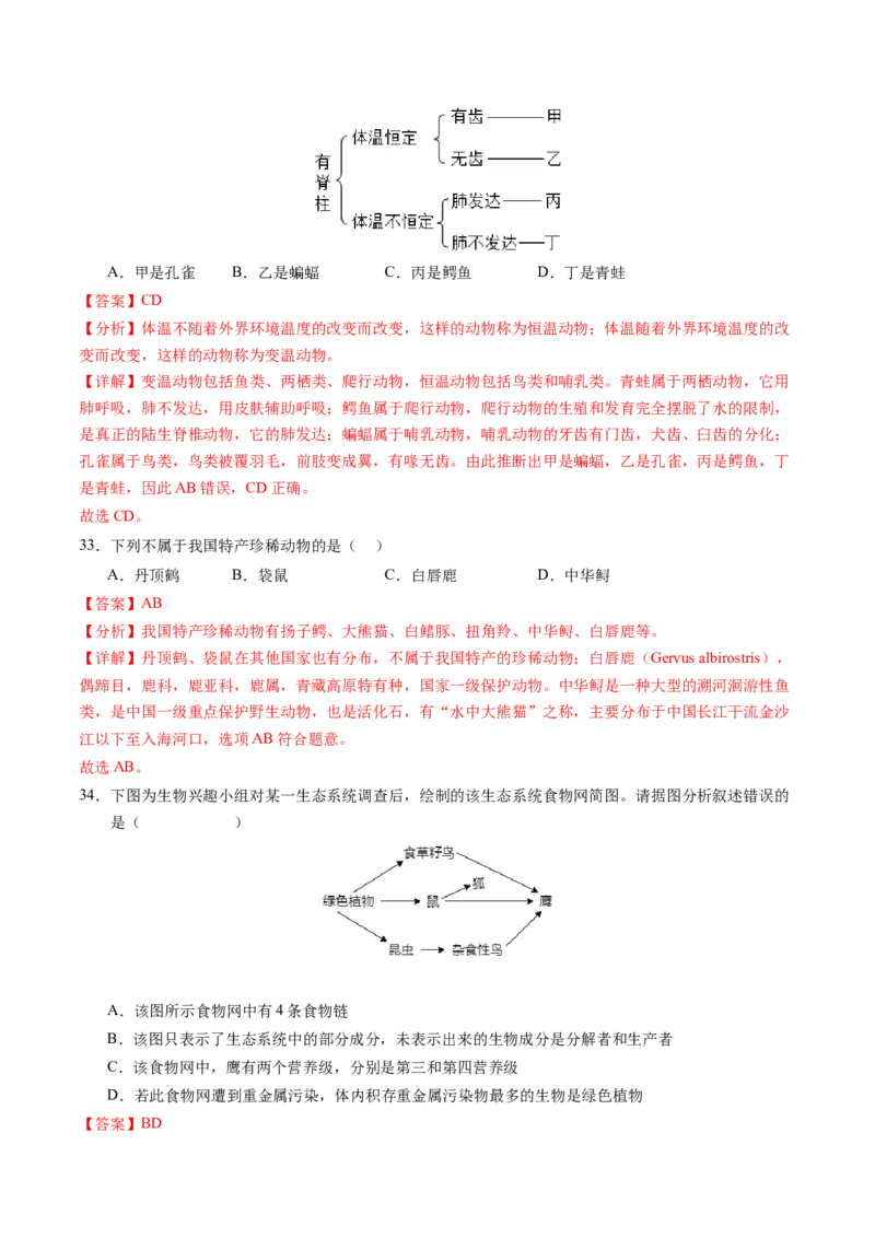 生物（南京卷）（全解全析）_初中全科电子版试卷练习试题_生物_2024中考模拟题生物(1)_二模_生物（南京卷）-：2024年中考第二次模拟考试