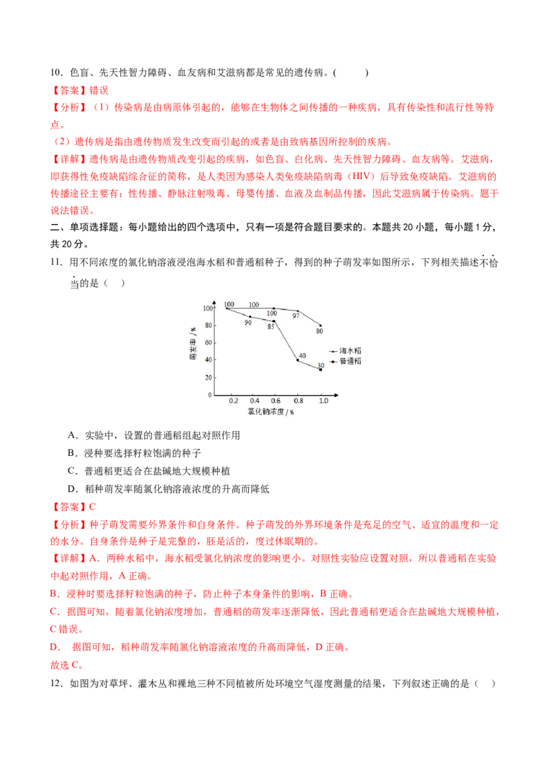生物（南京卷）（全解全析）_初中全科电子版试卷练习试题_生物_2024中考模拟题生物(1)_二模_生物（南京卷）-：2024年中考第二次模拟考试
