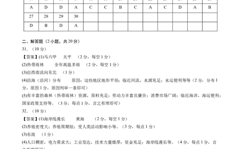 地理（广东深圳卷）（参考答案及评分标准）_初中全科电子版试卷练习试题_地理_2024中考模拟题地理(1)_三模（39）_地理（广东深圳卷）