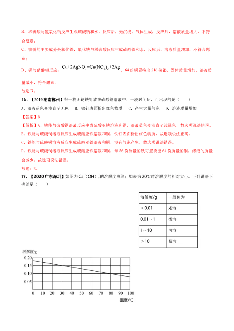 人教版化学九年级下期中模拟卷（二）(解析版)-九年级化学下册同步单元AB卷（人教版）_初中全科电子版试卷练习试题_化学_9年级上下册化学试题_9年级下试题