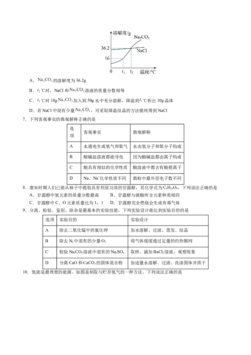 化学（徐州卷）（考试版A4）_初中全科电子版试卷练习试题_化学_2024中考模拟题化学(1)_二模_化学（徐州卷）-：2024年中考第二次模拟考试