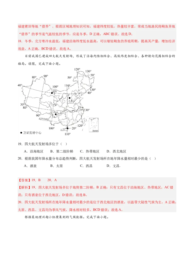 地理（江西卷）（全解全析）_初中全科电子版试卷练习试题_地理_2024中考模拟题地理(1)_一模_地理（江西卷）-2024年中考第一次模拟考试