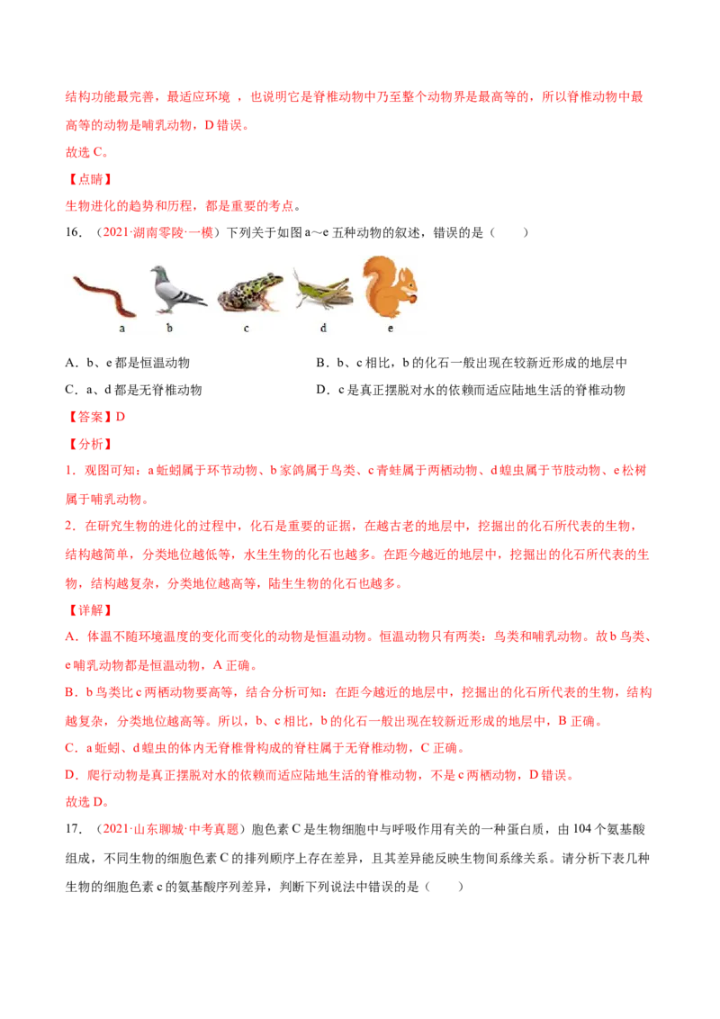 第07单元第03章生命起源和生物进化单元测试（B卷&middot;提升能力）（解析版）_初中全科电子版试卷练习试题_生物_生物8下练习_人教生物8年级下单元试卷38份