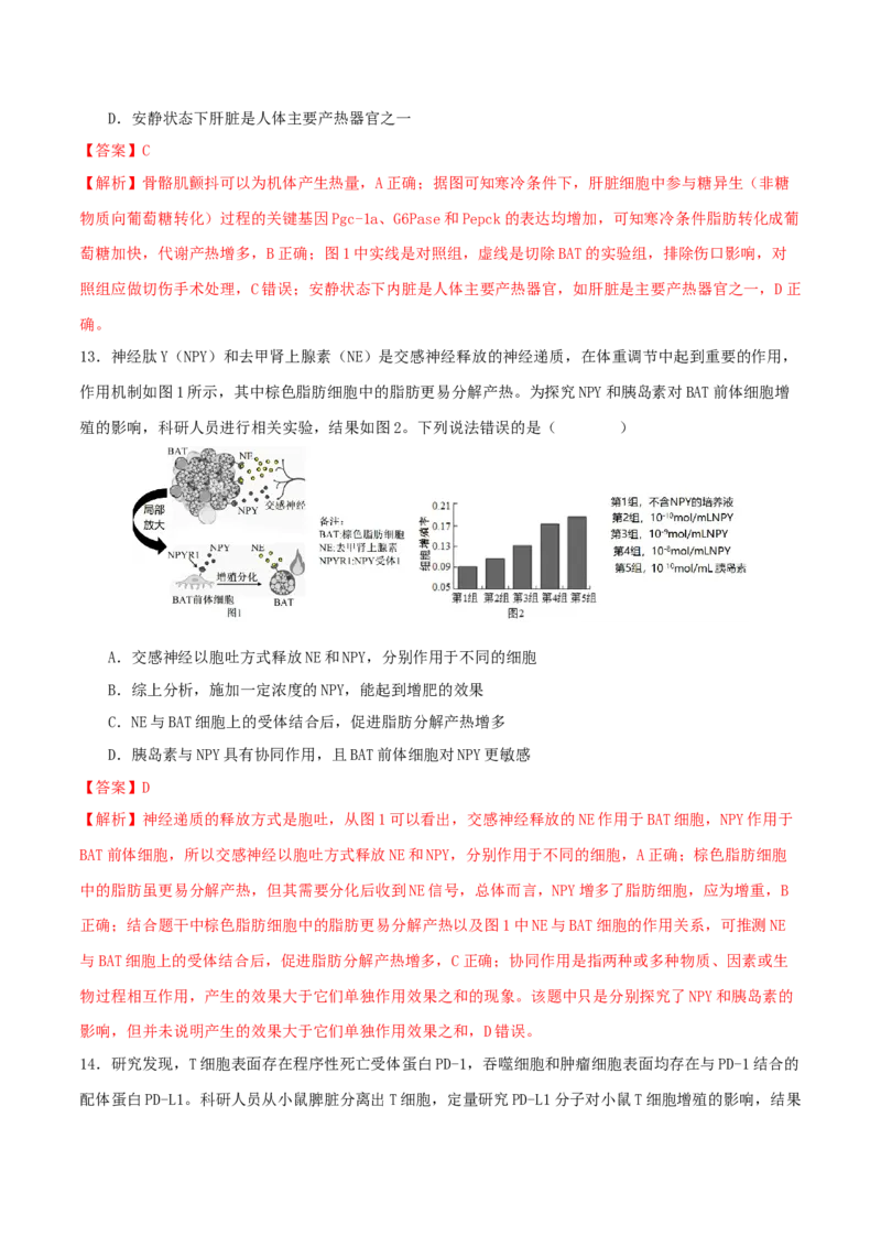 专题六稳态与调节（解析版）_2025年新高考资料_二轮复习_上好课2025年高考生物二轮复习讲练测（新高考通用）3380526