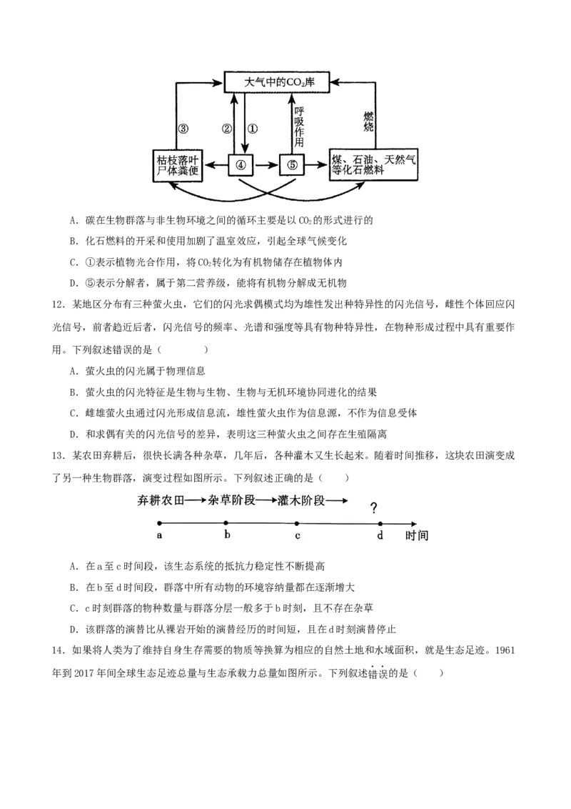 专题七生物与环境（原卷版）_2025年新高考资料_二轮复习_01高考语文等多个文件_上好课2025年高考生物二轮复习讲练测（新高考通用）