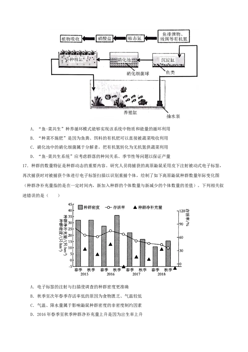 专题七生物与环境（原卷版）_2025年新高考资料_二轮复习_01高考语文等多个文件_上好课2025年高考生物二轮复习讲练测（新高考通用）