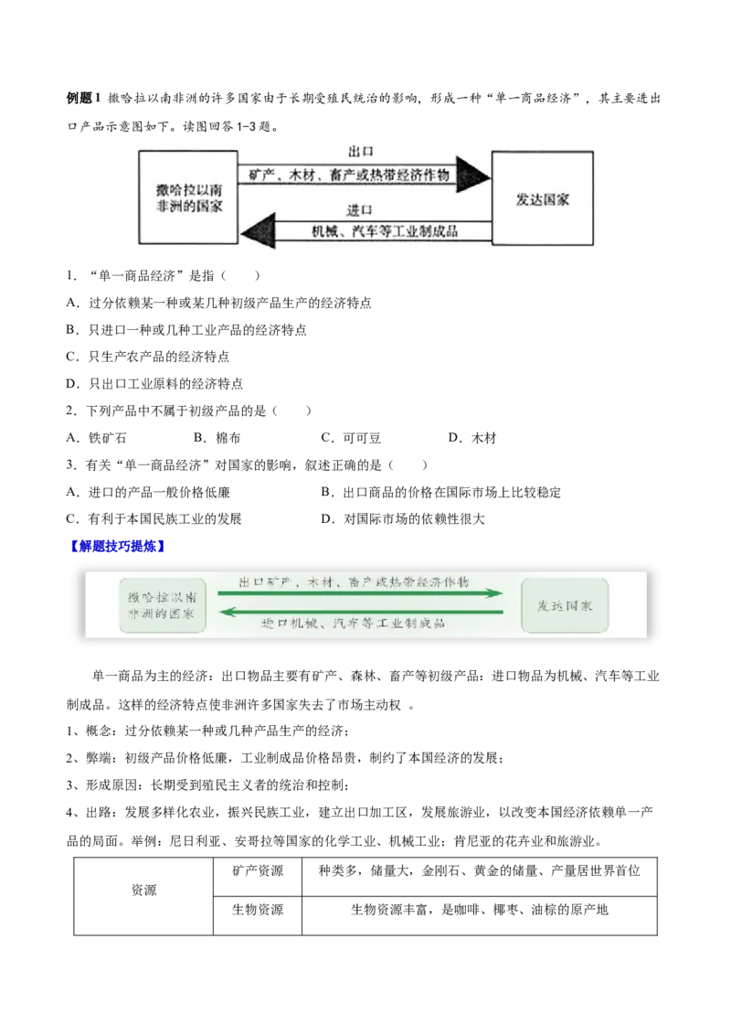 必考点09撒哈拉以南非洲-对点变式题（人教版）（原卷版）_初中全科电子版试卷练习试题_地理_人教地理7下试题试卷_人教地理7年级下专项练习13份