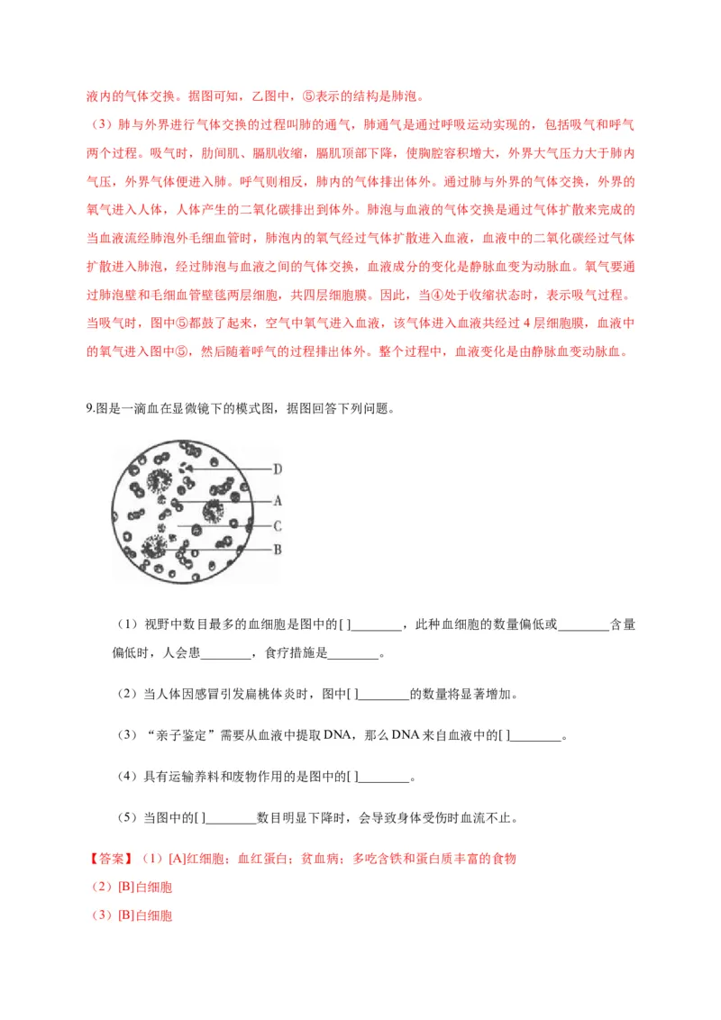 特训05填空题（20题）-（尖子生专用）（解析版）_初中全科电子版试卷练习试题_生物_生物人教版7下练习_人教生物7年级下专项练习16份