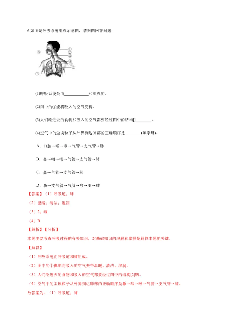 特训05填空题（20题）-（尖子生专用）（解析版）_初中全科电子版试卷练习试题_生物_生物人教版7下练习_人教生物7年级下专项练习16份