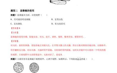 必考点06练习使用显微镜-（人教版）（解析版）_初中全科电子版试卷练习试题_生物_生物人教版7上练习&mdash;24新版已更新_人教生物7年级上专项练习28份