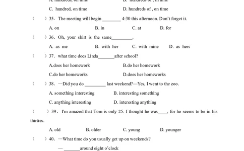 新人教版七年级英语下册Unit2Whattimedoyougotoschool单元试卷_初中全科电子版试卷练习试题_英语_7年级下册-初中人教版英语_人教英语七年级下单元试卷（60份）