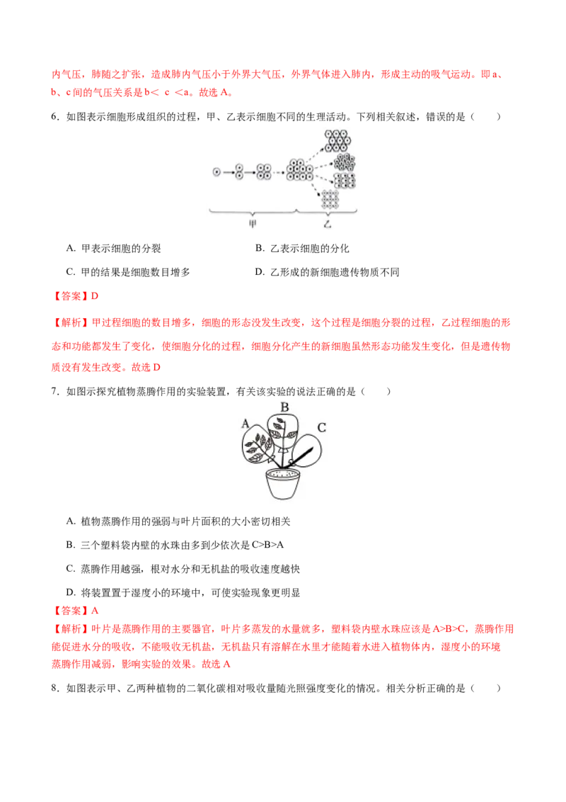 生物（哈尔滨卷）（全解全析）_初中全科电子版试卷练习试题_生物_2024中考模拟题生物(1)_三模（37套）_生物（哈尔滨卷）