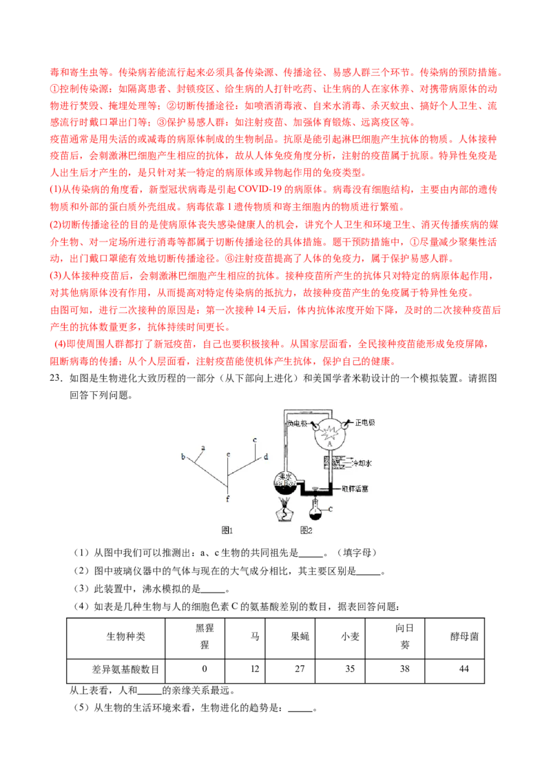 生物（甘肃卷）（全解全析）_初中全科电子版试卷练习试题_生物_2024中考模拟题生物(1)_二模_生物（甘肃卷）-：2024年中考第二次模拟考试