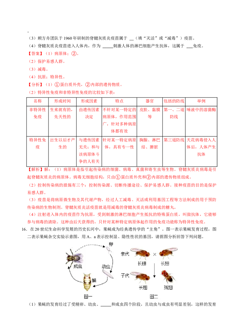 生物（贵阳卷）（全解全析）_初中全科电子版试卷练习试题_生物_2024中考模拟题生物(1)_二模_生物（贵阳卷）-：2024年中考第二次模拟考试