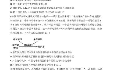 专题6遗传的基本规律（选择题）&mdash;&mdash;2025届高考生物学模块分练新高考版（含解析）_2025年新高考资料_二轮复习_新高考版2025届高考生物学模块分练选择题与非选择题（含解析）