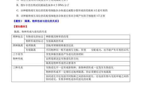 专题六生物的变异与进化（原卷版）_2025年新高考资料_二轮复习_01高考语文等多个文件_举一反三2025年高考生物二轮重点专题讲义（新高考通用）