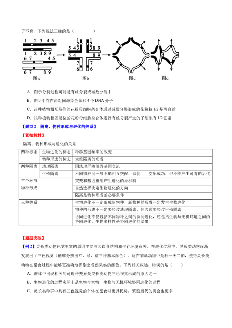 专题六生物的变异与进化（原卷版）_2025年新高考资料_二轮复习_01高考语文等多个文件_举一反三2025年高考生物二轮重点专题讲义（新高考通用）