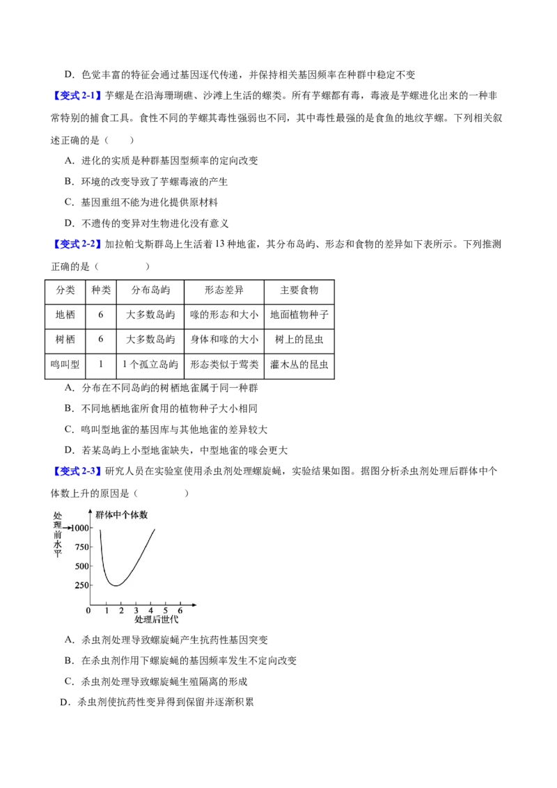专题六生物的变异与进化（原卷版）_2025年新高考资料_二轮复习_01高考语文等多个文件_举一反三2025年高考生物二轮重点专题讲义（新高考通用）