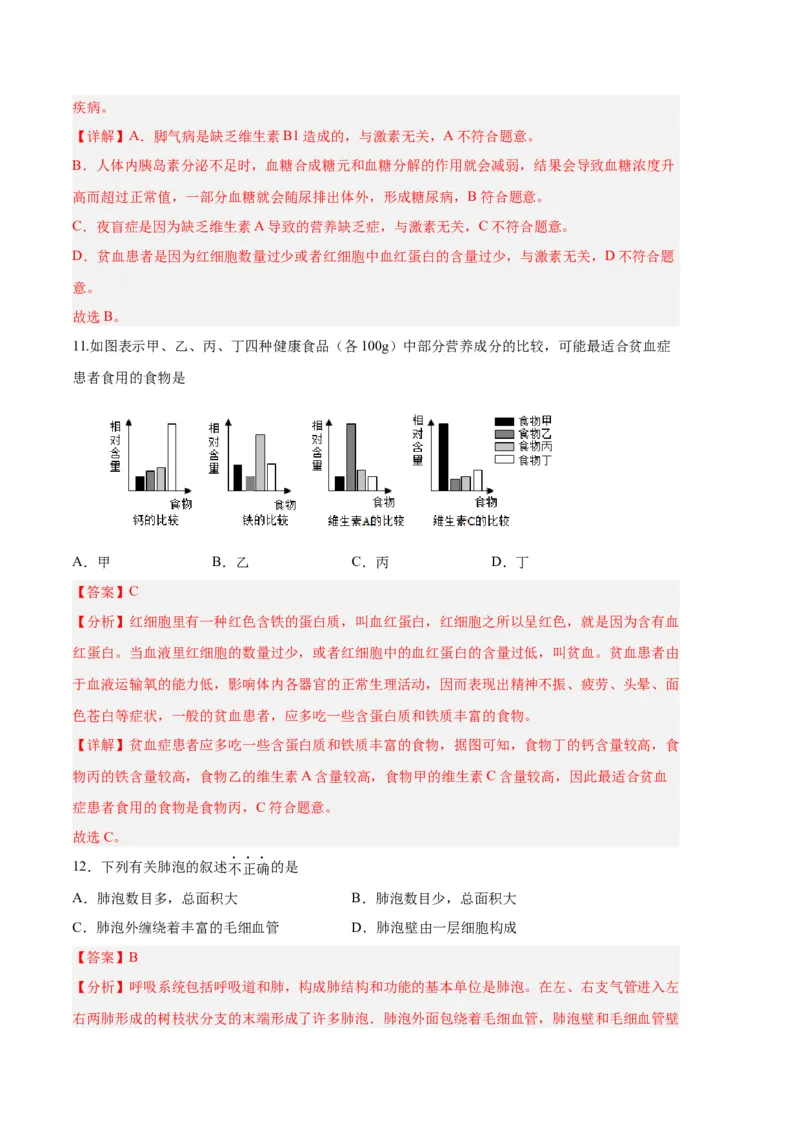 生物01卷（人教版七年级下册全部）-（全解全析）_new_初中全科电子版试卷练习试题_生物_生物人教版7下练习_人教生物7年级下期末试卷11份