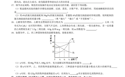 化学（长沙卷）（考试版A4）_初中全科电子版试卷练习试题_化学_2024中考模拟题化学(1)_一模_化学（长沙卷）-2024年中考第一次模拟考试