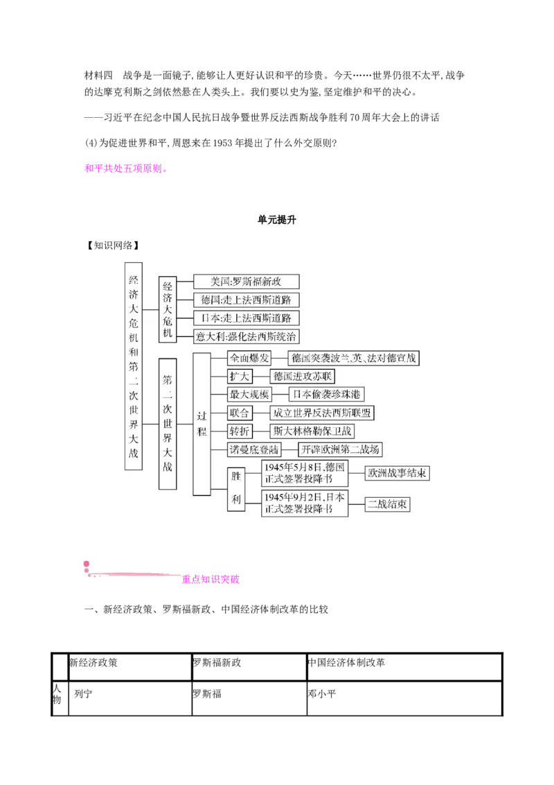 九年级历史下册第四单元经济大危机和第二次世界大战课时作业新人教版_初中全科电子版试卷练习试题_历史_历史人教版9下试卷_部编人教版历史9年级下同步练习110份